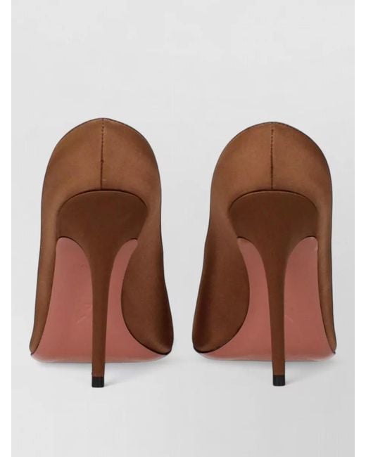 AMINA MUADDI Brown Satin High Heel Mules