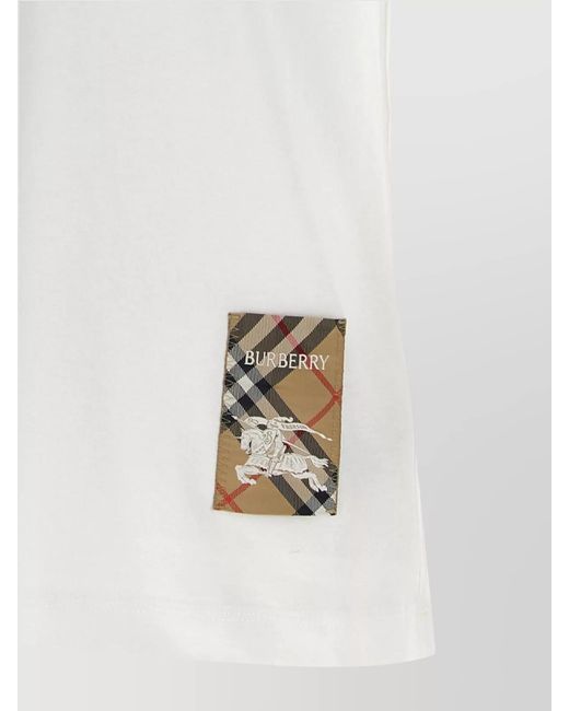 Burberry White Crew Neck Logo T-Shirt for men
