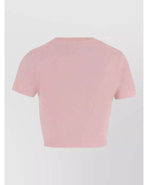 Casablanca Pink Logo Cropped Baby T-Shirt Floral Motif