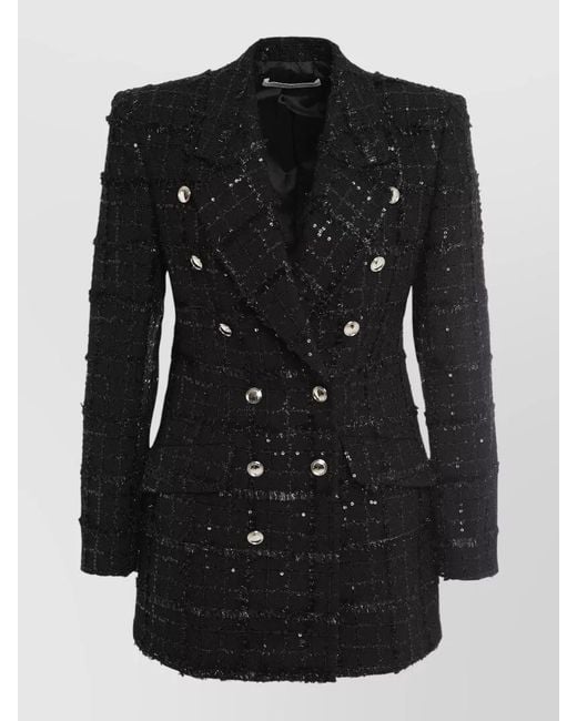 Alessandra Rich Black Double-Breasted Tweed Jacket