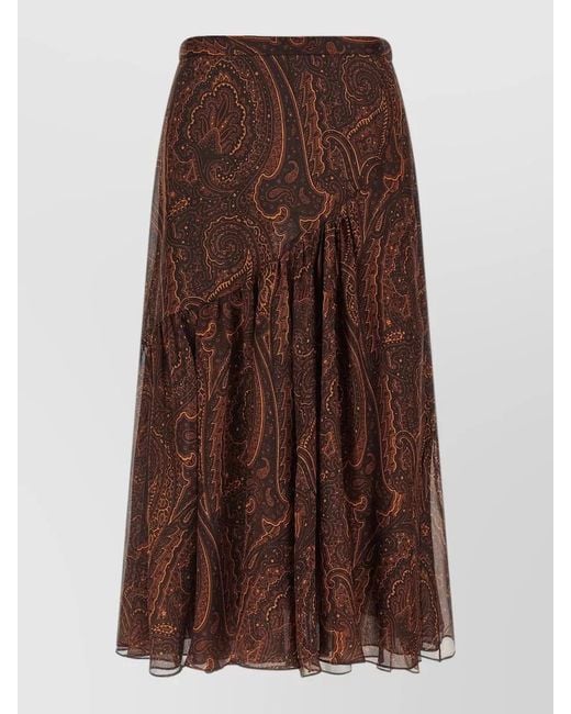 Etro Brown Paisley Maxi Skirt Feminine Flowy Design