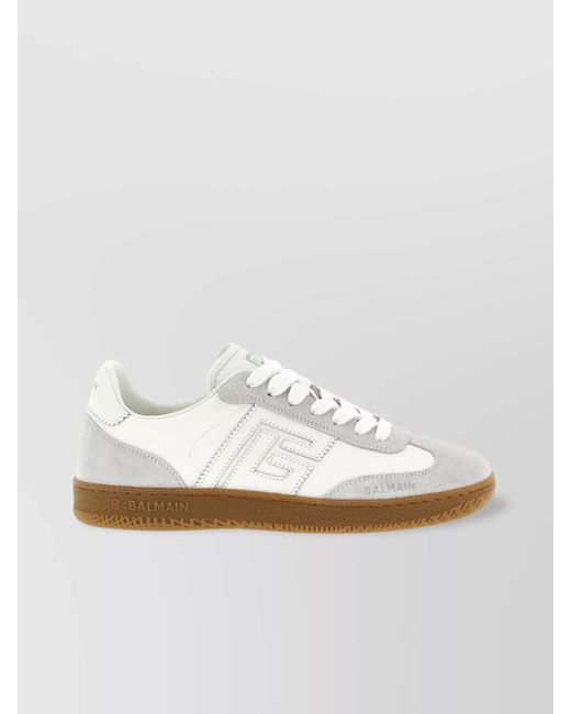 Balmain White Leather Swan Low-Top Sneakers