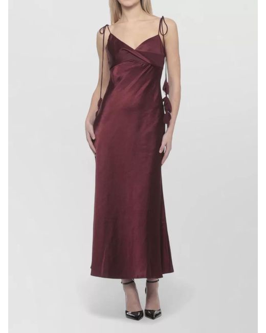 Self-Portrait Satin Dress Maxi Length Flared Hem