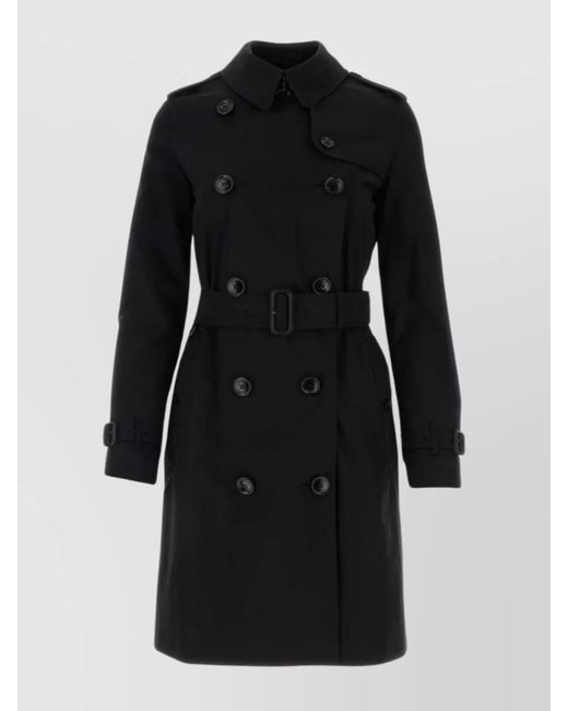 Burberry Black Cotton Double-Breasted Belted Trench Coat