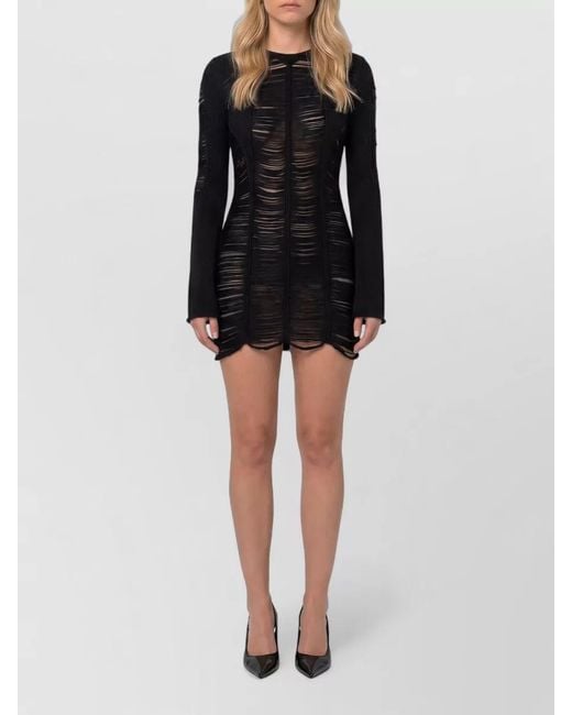 The Attico Black Mini Dress High Neck Long Sleeves