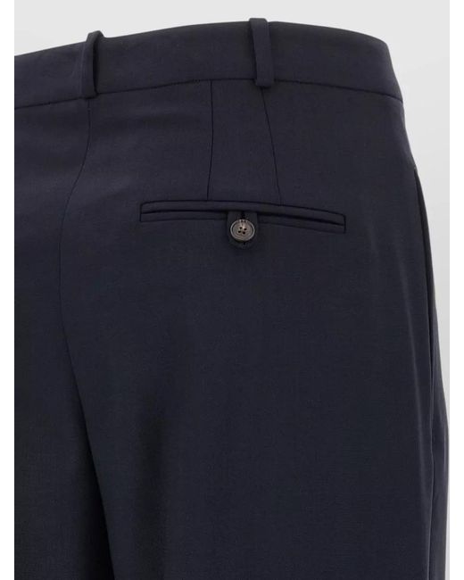 Polo Ralph Lauren Blue Wool Mid-Rise Wide-Leg Tailored Trousers
