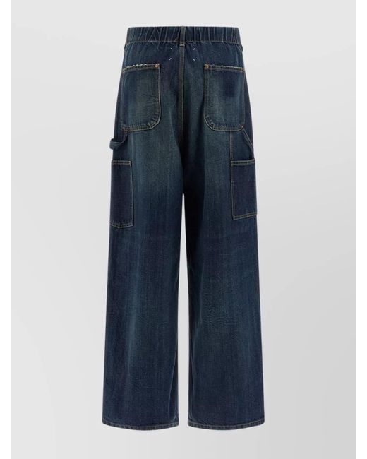 Maison Margiela Blue Denim Panelled Wide-Leg Jeans