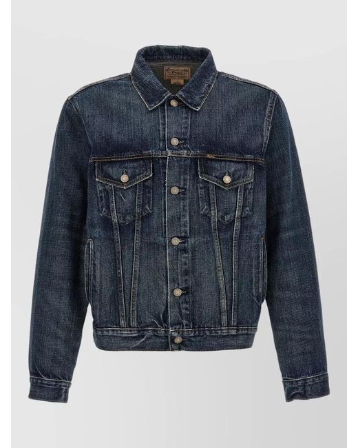 Polo Ralph Lauren Blue Jacket Chest Pockets Contrast Stitching for men