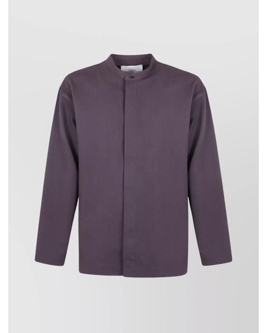 Studio Nicholson Purple Grandad Collar Shirt for men