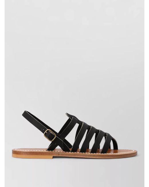 K. Jacques Black Homere Flat Sole Open Toe Sandals
