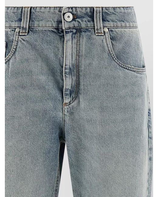 Brunello Cucinelli Gray Denim High-Rise Cropped Straight-Leg Jeans