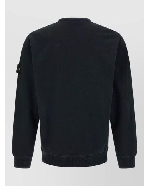 Stone Island Black Logo Badge Crew Neck Sweatshirt for men