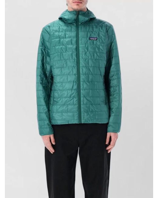 Patagonia Blue Nano Hooded Jacket Quilted Side Pockets for men
