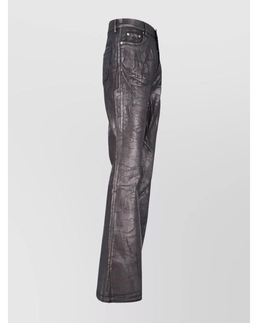 Rick Owens Gray Flared Trousers With Pockets And Loops for men
