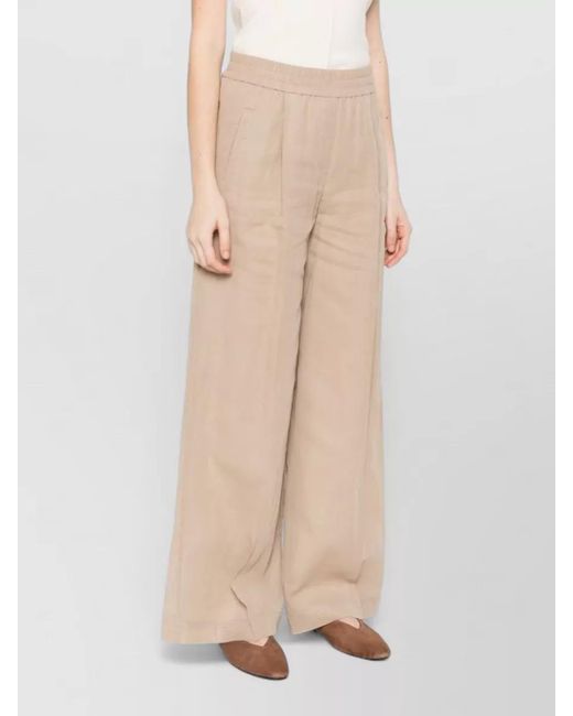 Brunello Cucinelli Natural Cotton Wide-Leg Trousers