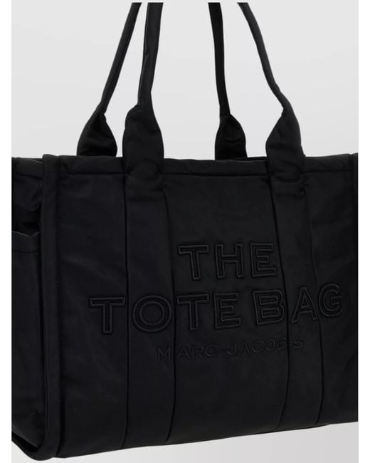 Marc Jacobs Black Oversized Nylon Tote With Side Pockets And Top Handles