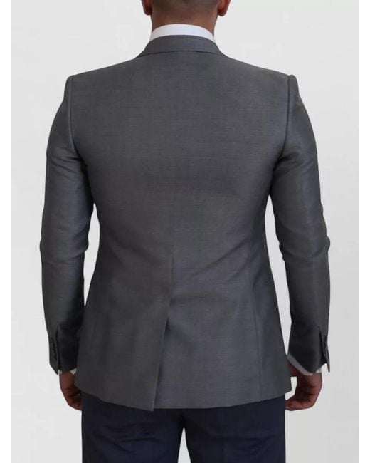Dolce & Gabbana Blue Wool Silk Slim Fit Tailored Jacket for men