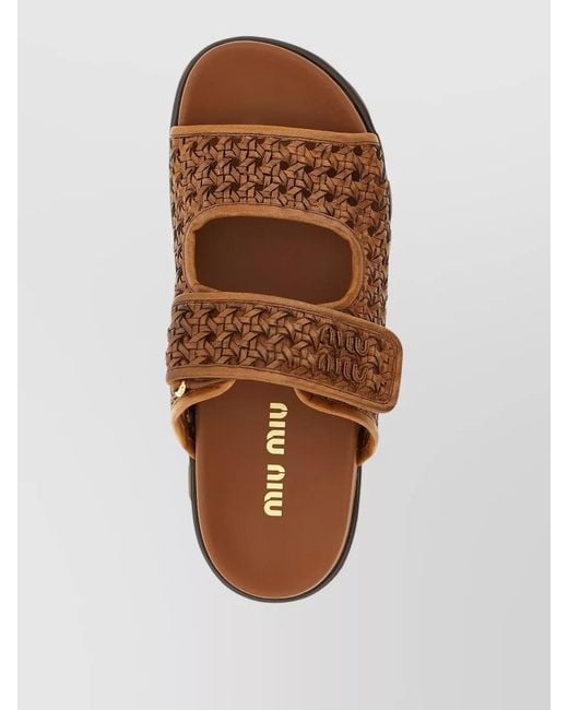 Miu Miu Brown Braided Leather Sandals Urban Style