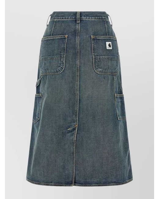 Carhartt Blue Cotton Knee-Length A-Line Skirt