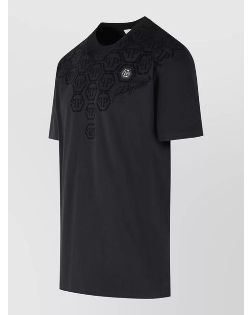 Philipp Plein Black Cotton T-Shirt for men