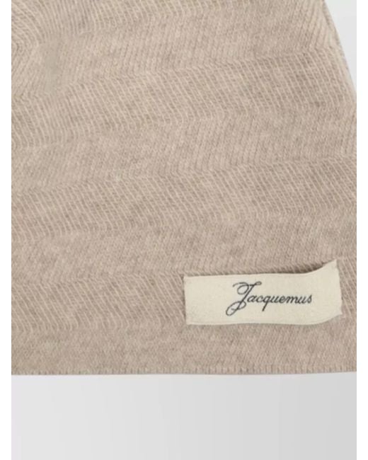 Jacquemus Natural Le Bonnet Chevron Wool Ribbed Hat
