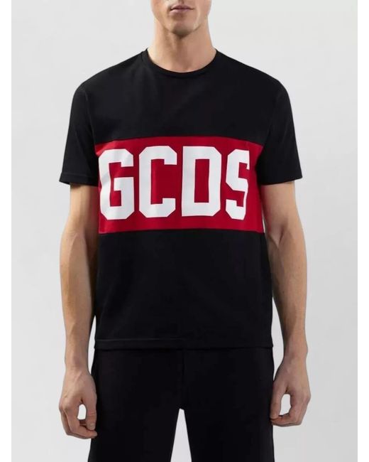 Gcds Red Band Logo Crew Neck Short Sleeve T-Shirt for men