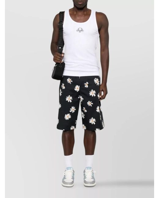 Moschino Blue Margherite Print Straight Bermuda Shorts for men