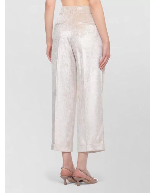Peserico White Corduroy Straight-Leg Tailored Trousers