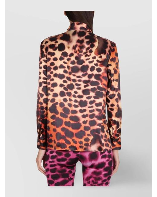 Roberto Cavalli Red Animal Print Shirt