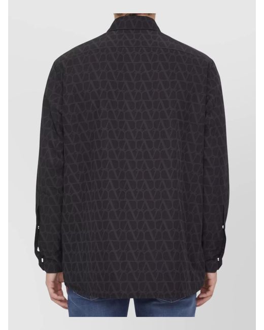 Valentino Garavani Blue Printed Regular-Fit Shirt for men
