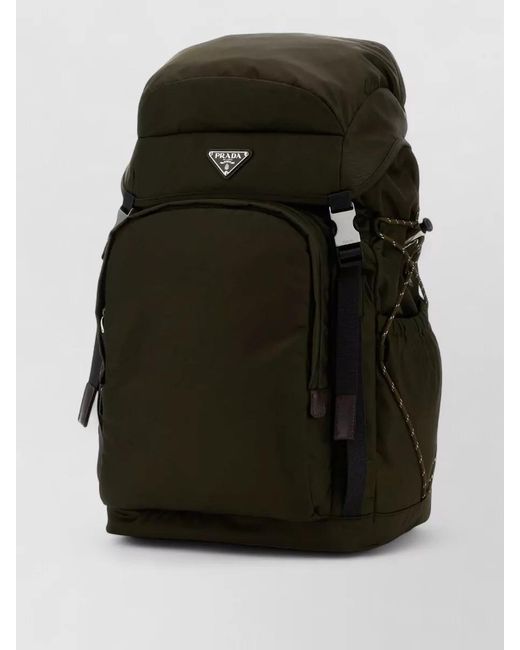 Prada Black Canvas Backpack Adjustable Straps Side Pockets Handle for men