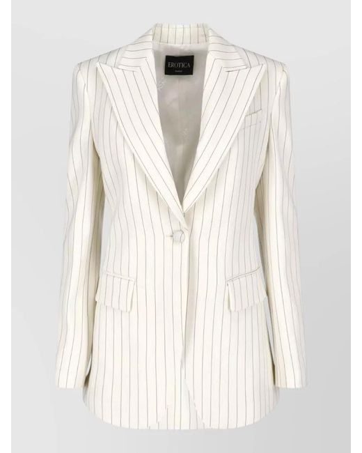 Dondup Natural Pinstripe Tailored Blazer Notch Lapel Pockets