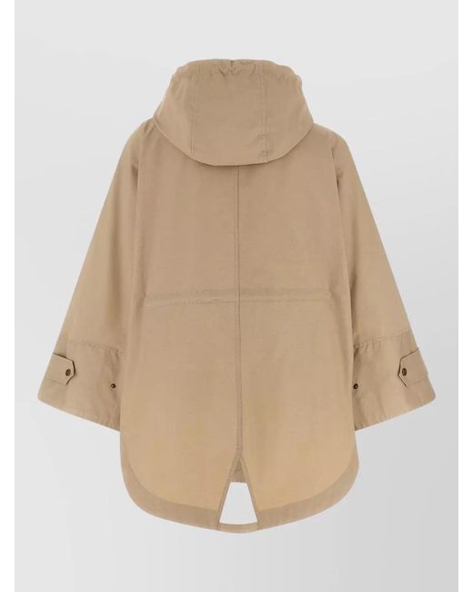 Moncler Natural Brunnera Parka Hood Drawstring Cuffs Pockets