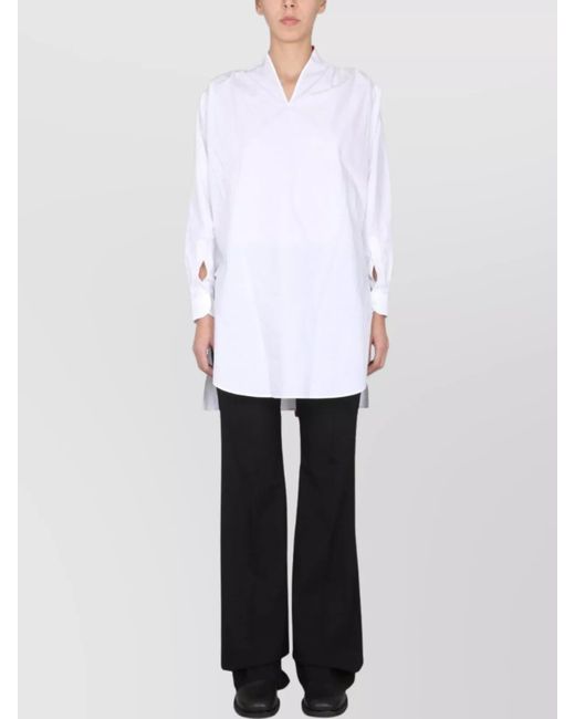Raf Simons White Cotton V-Neck Shirt