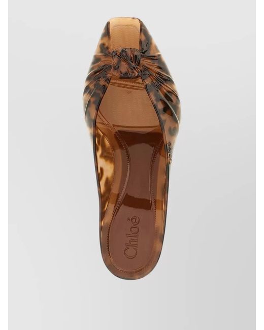 Chloé Brown Jelly Mules Animal Print Block Heel Knot