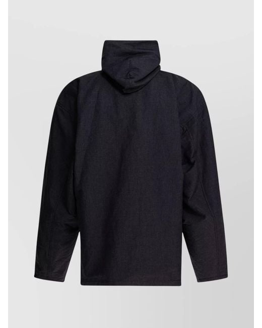 Balenciaga Blue Linen Blend Hooded Jacket for men