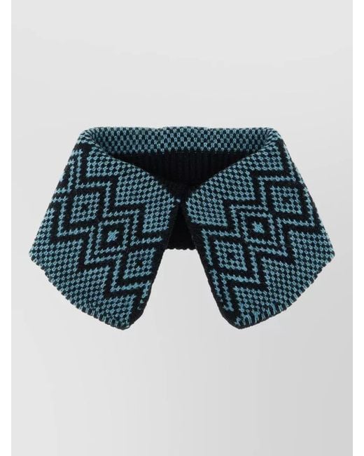 Dries Van Noten Blue Wool Jacquard Knitted Collar for men