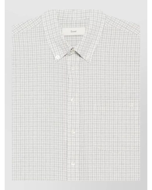 DUNST White Checked Cotton Shirt Long Sleeves Collar