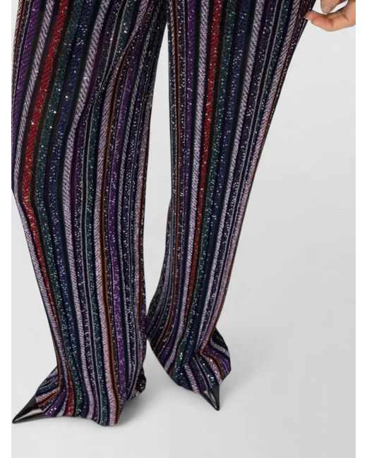 Missoni Blue Striped Sequin Wide Leg Trousers