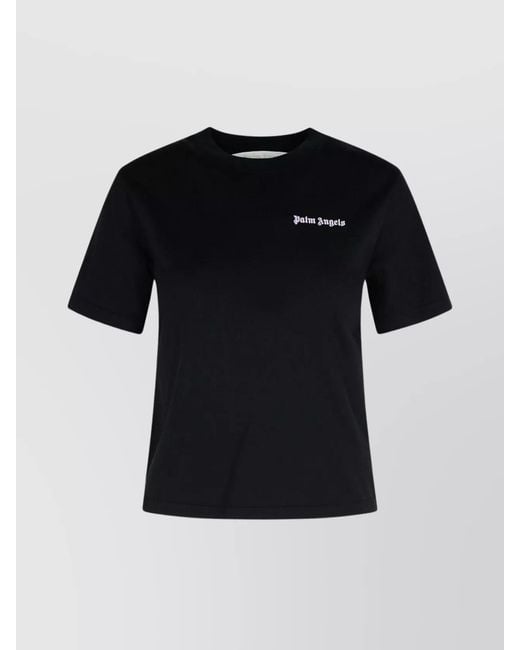 Palm Angels Black Cotton Ribbed Crew-Neck Fitted T-Shirt