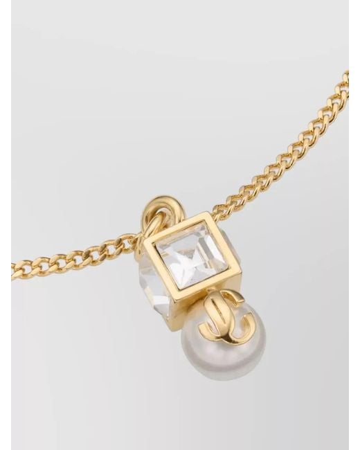 Jimmy Choo White Crystal And Pearl Bracelet