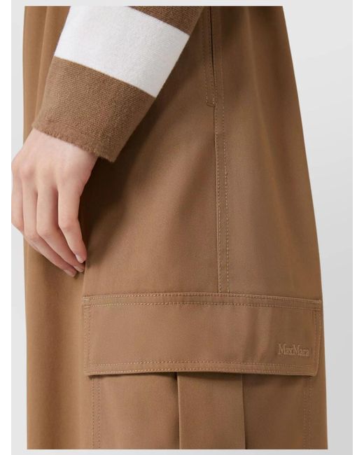 Max Mara Brown Cotton High-Rise Wide-Leg Cargo Trousers