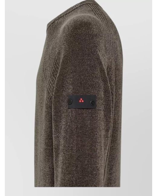 Peuterey Brown Crew Neck Sweater Long Sleeves Ribbed Trims for men