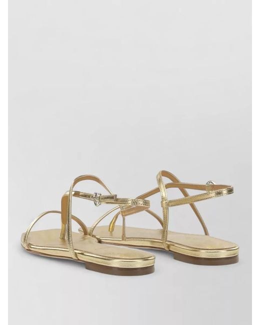 Aeyde Natural Ella Flat Sandals Metallic Strappy Design