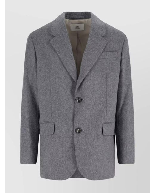 AMI Gray Tailored Jacket Featuring Notch Lapel for men