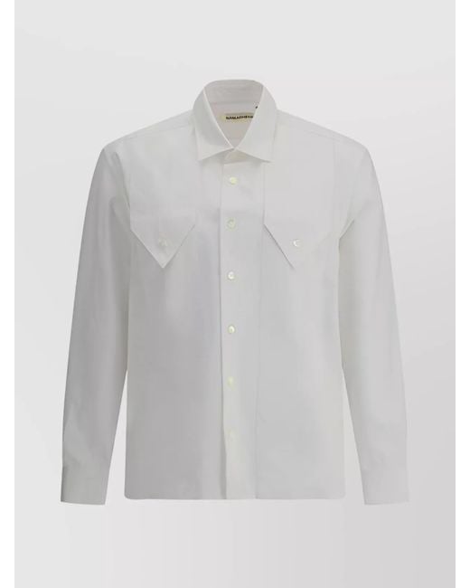 NAMACHEKO White Cotton Shirt Asymmetrical Hemline for men