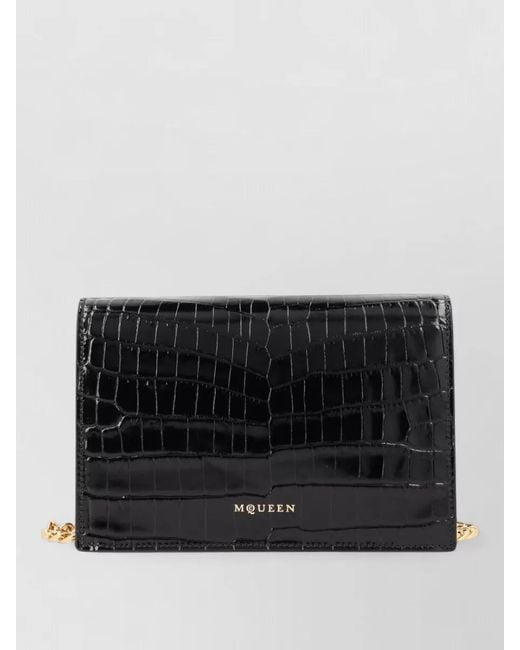 McQueen Black Skull Small Leather Clutch Bag