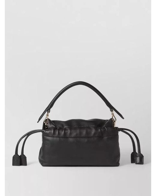 Fendi Black Baguette Soft Small Leather Clutch Bag