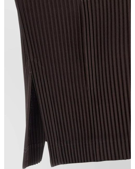 Homme Plissé Issey Miyake Black Pleated High Collar Coat With Wide Sleeves for men