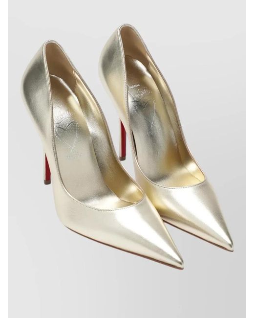 Christian Louboutin White Metallic Finish Pumps Pointed Toe Signature Sole